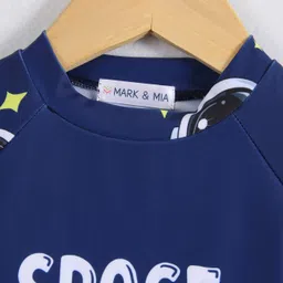 Mark & Mia Half Raglan Sleeves Two Piece Swimsuit with Space Print - Navy Blue image 5