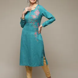 Rangriti Floral Printed Notch Neck Straight Kurta-picture-13