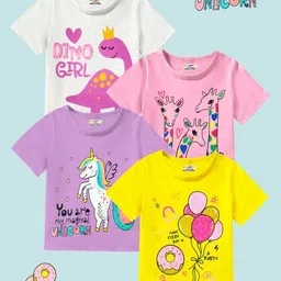 KUCHIPOO Girls 4 Printed Applique T-shirt-picture-19