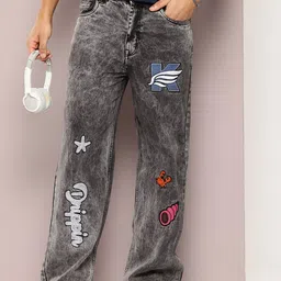 Kook N Keech Men Pure Cotton Straight Fit Light Fade Embroidered Jeans-picture-11