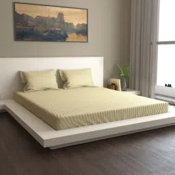 Mark Home Premium Stripes 400 TC Beige Bed Sheet Set-picture-13