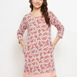 Clovia Peach Printed Night Dress image 1