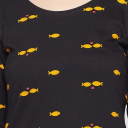 Clovia Black Printed Night Dress image 5