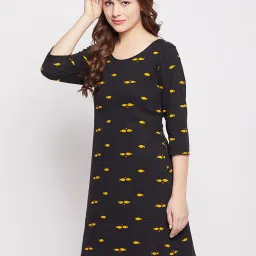 Clovia Black Printed Night Dress image 3