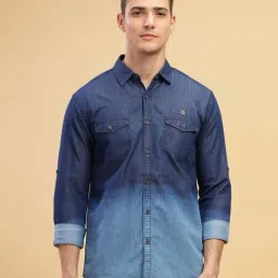 Kuons Avenue Carbon Blue Slim Fit Denim Shirt-picture-18