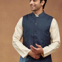 Fabindia Block Printed Mandarin Collar Sleeveless Nehru Jacket-image-33