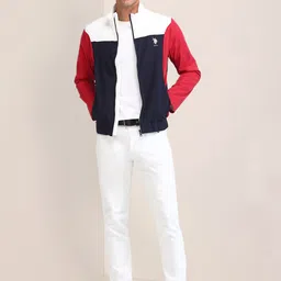 U.S. Polo Assn. Men Brand Logo Colourblocked Bomber Jacket image 2