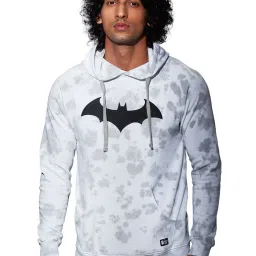 The Souled Store White Cotton Regular Fit Self Pattern Hooded Sweatshirt image 1