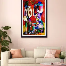 999store Red & Blue Ancient Cultural Printed Canvas Painting-picture-26