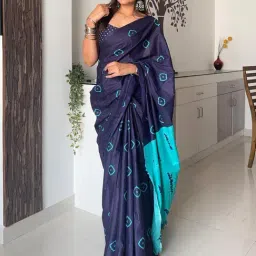 Saree Mall Navy Blue Cotton Self Saree with Blouse Piece-picture-16