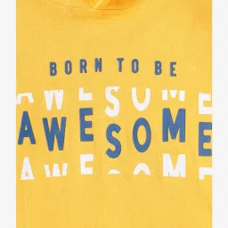 Ed-a-Mamma Kids Yellow Graphic Print Full Sleeves Hoodie image 3
