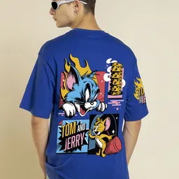 Bewakoof Men Official Cartoon Network Merchandise Tom & Jerry Printed Oversized T-shirt-image-88