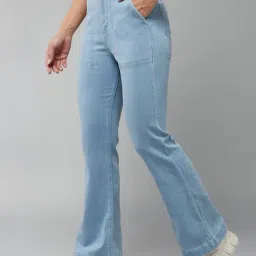 DOLCE CRUDO Light Blue Denim Regular Fit High Rise Jeans-picture-32