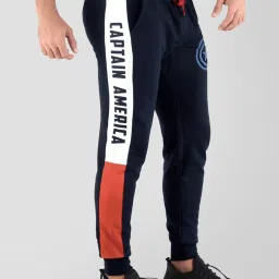 The Souled Store Navy Cotton Regular Fit Colour Block Joggers image 3