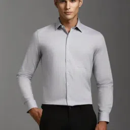Louis Philippe Grey Cotton Slim Fit Shirt-picture-16