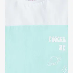 Ed-a-Mamma Kids Aqua Blue Color Block T-Shirt image 3