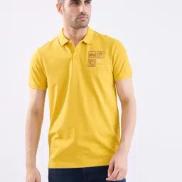 Spykar Sulphur Yellow Cotton Polyblend Regular Fit Graphic T-Shirts-image-10