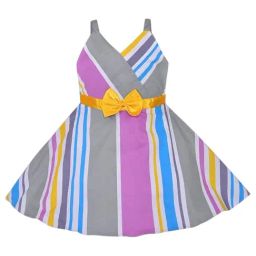 Wish Karo Girls Purple Cotton Striped Frock-picture-40