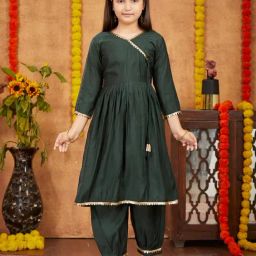 Aarika Kids Dark Green Solid Kurta with Salwar-picture-22