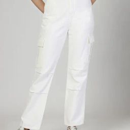 Style Quotient Women White Relaxed Fit High Rise Cargos-picture-45