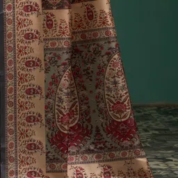 Saree Mall Grey Silk Printed Saree With Unstitched Blouse image 5