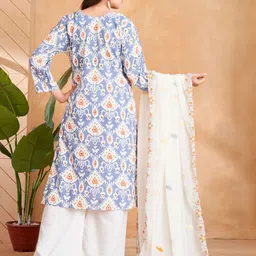 Muhuratam Girls Ethnic Wear Blue Colour Abstract Print image 4