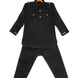 VASTRAMAY SISHU Black Cotton Relaxed Fit Kurta Set image 1