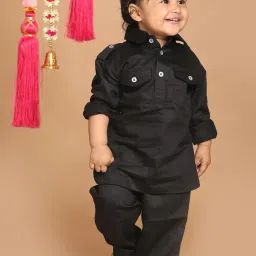 VASTRAMAY SISHU Black Cotton Relaxed Fit Kurta Set image 4