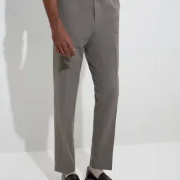 WES Formals by Westside Grey Relaxed-Fit Mid-Rise Trousers image 1