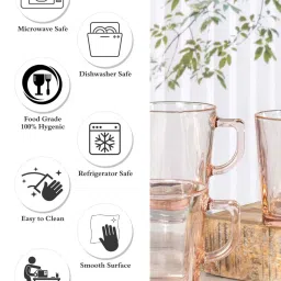 Pasabahce Carre Red Glass Coffee Mug (0.27 L) - Set of 6 image 4