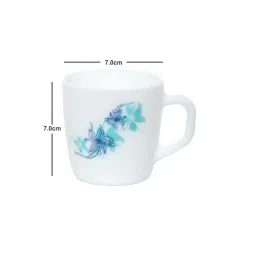 Cello Imperial Ricca White & Aqua Glass Coffee Mug (0.18 L) - Set of 6 image 3
