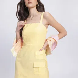 glitchez Urban Chic Cargo-Pocketed Smocked Strappy Mini Dress-image-79