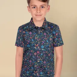 Allen Solly Junior Kids Navy Cotton Floral Print Shirt-image-51