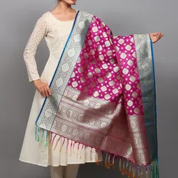 Exotic India Woven Design Art Silk Dupatta with Zari-picture-10