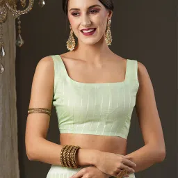 Saree Mall Green Cotton Woven Saree With Unstitched Blouse image 5