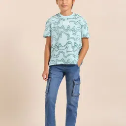 U.S. Polo Assn. Kids Boys Blue Abstract Printed Regular Fit T-Shirt-picture-15