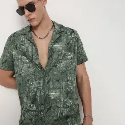 SHOWOFFFF Green Abstract Relaxed Fit Shirt-picture-24