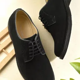 Carlo Romano Men's Black Derby Shoes-image-76