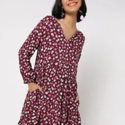 GAP Maroon Cotton Floral Dress-picture-15