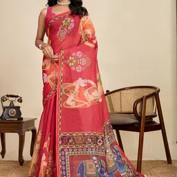 HEER FASHION Women Ethnic Motifs Printed Saree with Blouse Piece-picture-30