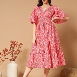 Krunal Raiyani Women Floral Printed Fit & Flare Midi Dress-picture-18