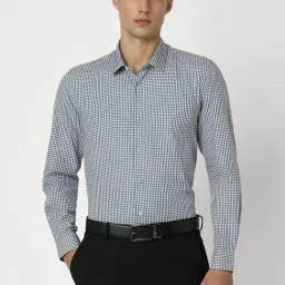 Peter England Green Slim Fit Checks Shirt-picture-35