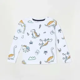 Juniors by Lifestyle White Cotton Printed Full Sleeves T-Shirt-picture-26