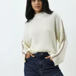 LOV by Westside Off-White Ribbed Sweater-image-44