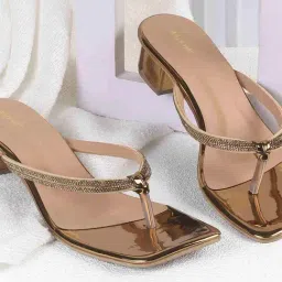 Walkway Women's Antique Gold T-Strap Sandals-picture-42