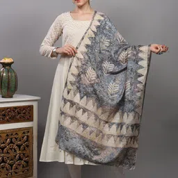 Exotic India Printed Cotton Silk Batik Dupatta-image-11