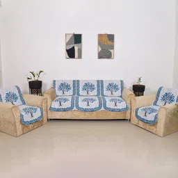 Aura Blue Polyester Sofa Cover-picture-12