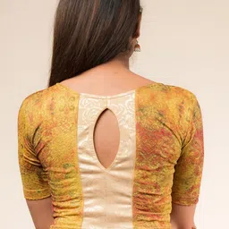 Bindigasm's Advi Printed Silk Stretchable Saree Blouse image 2
