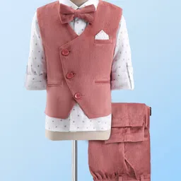 Robo Fry Full Sleeves Designs Printed Party Suit with Bow Tie - Pink-picture-16