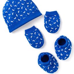 Doodle Poodle Interlock Knit Cap Mittens & Booties with Rainbow Print- Blue-picture-25
